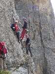 Cristina, Andrea e Aimone in sosta sulla via "Rossi-Shober" alla Prima Torre del Sella